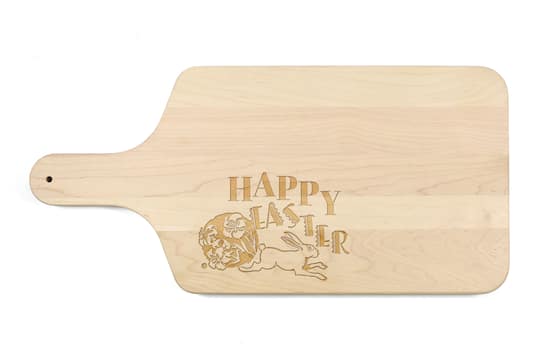 Happy Easter Vintage Bunny Maple Paddle Cutting Board